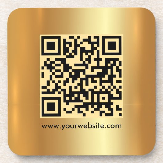 Ihre benutzerdefinierte Text QR-Code-Vorlage Gold- Getränkeuntersetzer (Vorderseite)