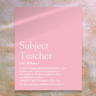 Ihre beste Lehrerin überhaupt Definition Rosa Poster