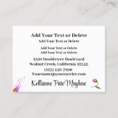 Ihre bezaubernde Serie Visitenkarte (Rückseite)