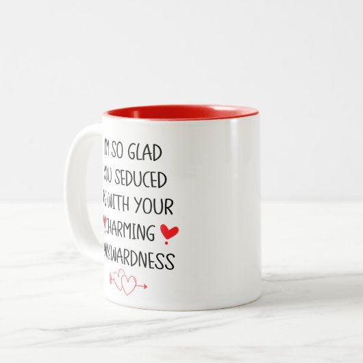 Ihre charmante Weitsichtigkeit, Ihr lustiger Valen Zweifarbige Tasse (Vorderseite Links)