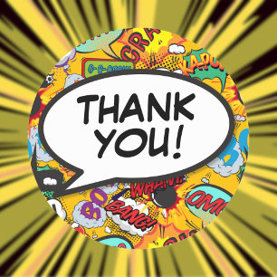 Ihre Danke-Nachricht-Sprechblase-Fun-Comic Runder Aufkleber