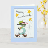 Ihre Drei Junior Blue Trim Geburtstagskarte Karte (Gelbe Blume)