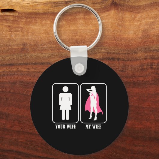 Ihre Ehefrau Meine Ehefrau trägt das Brustkrebsbew Schlüsselanhänger (Vorderseite)
