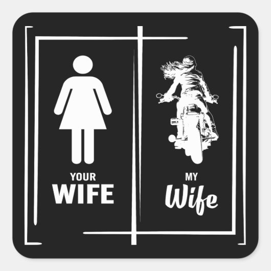 Ihre Ehefrau My Ehefrau Biker Ehefrau Valentinstag Quadratischer Aufkleber (Vorderseite)