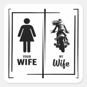 Ihre Ehefrau My Ehefrau Biker Ehefrau Valentinstag Quadratischer Aufkleber