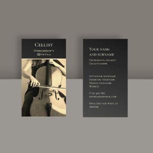 Ihre eigene Foto Cello Musiker Gold Business Card Visitenkarte