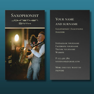 Ihre eigene Foto Jazz Musiker Business Card Visitenkarte