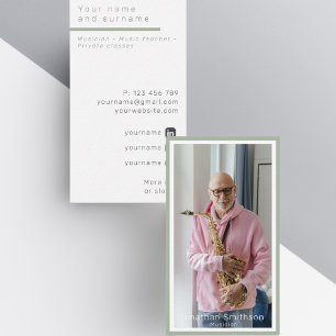 Ihre eigene Foto-Musikerin Saxophonist Business Ca Visitenkarte