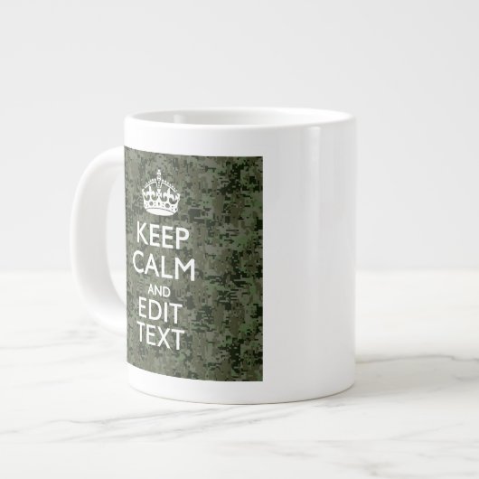 Ihre eigene Text-Digital-Camouflage Woodland Behie Jumbo-Tasse (Vorderseite Links)