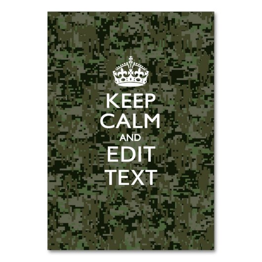 Ihre eigene Text-Digital-Camouflage Woodland Behie Tischnummer (Vorderseite)