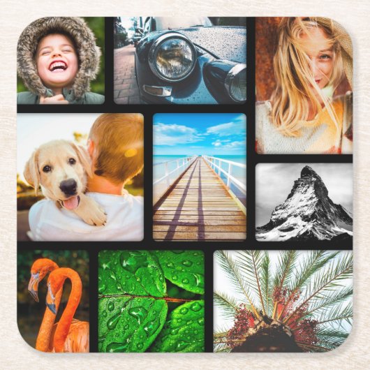 Ihre eigenen 9 Fotomaterial Gerahmt Black Rechteckiger Pappuntersetzer (Vorderseite)