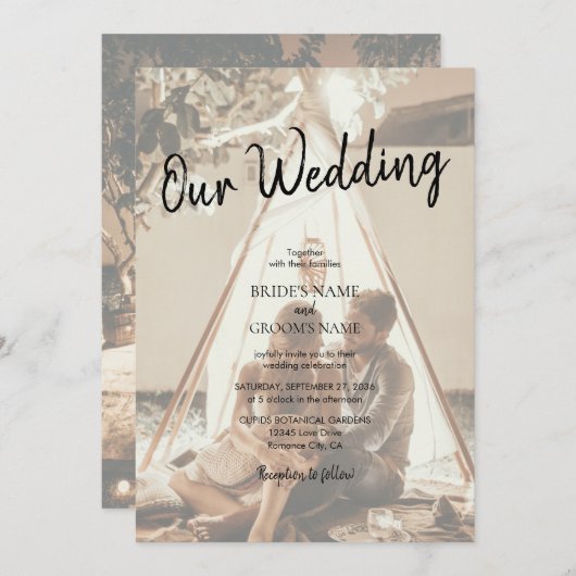 Ihre eigenen Fotos sind verblasst Hochzeitseinladu Einladung (Vorne/Hinten)