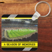 Ihre eigenen Fotos und Text Gelb und Schwarz Moder Schlüsselanhänger (Rückseite)