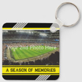 Ihre eigenen Fotos und Text Gelb und Schwarz Moder Schlüsselanhänger (Rückseite)