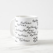 Ihre eigenen schwarzen Skriptnamen auf weiß Kaffeetasse (Vorderseite Links)