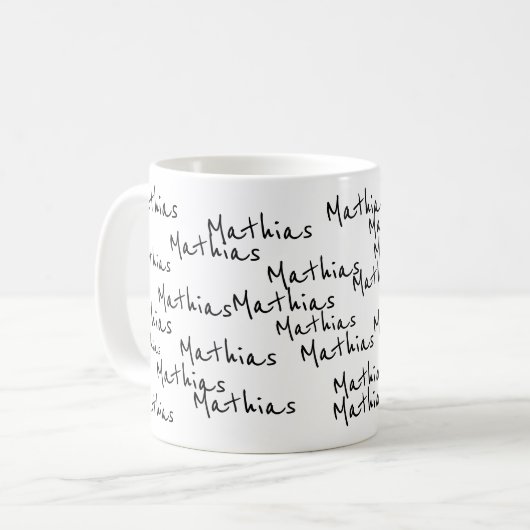 Ihre eigenen schwarzen Skriptnamen auf weiß Kaffeetasse (Vorderseite Links)