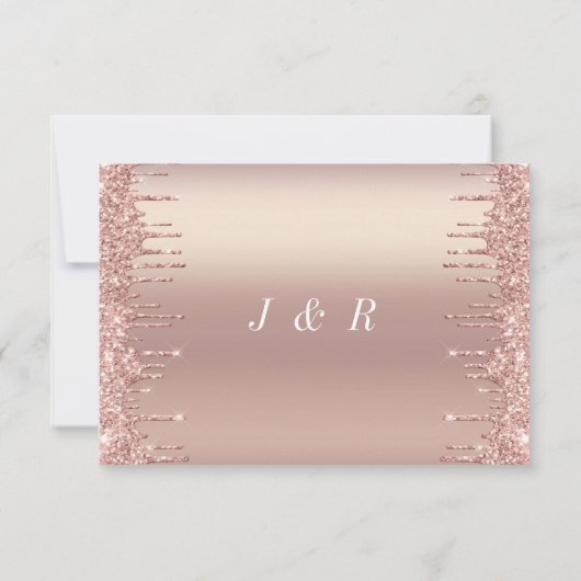 Ihre Einladung zur Hochzeit Rose Gold Glitzer Trop (Rückseite)