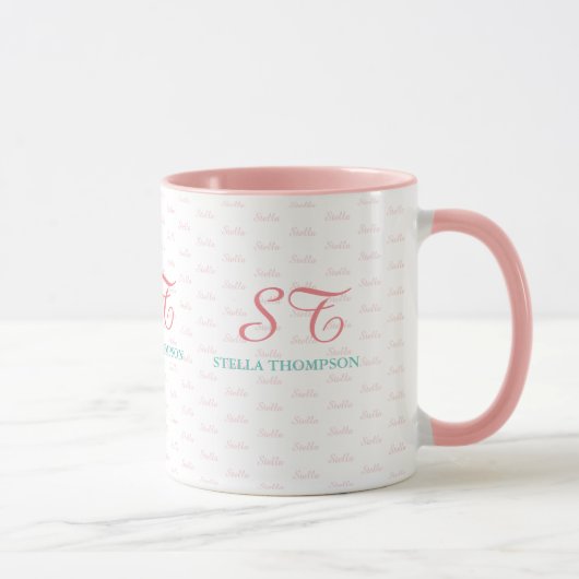 ihre elegante rosa Tasse mit Monogramm (Rechts)