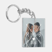 Ihre eleganten, Mit Monogramm Lieben Herzpfeile Schlüsselanhänger (Vorderseite links)