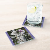 Ihre Engel sind immer bei Ihnen Blumengel Glasuntersetzer (Schrägansicht)