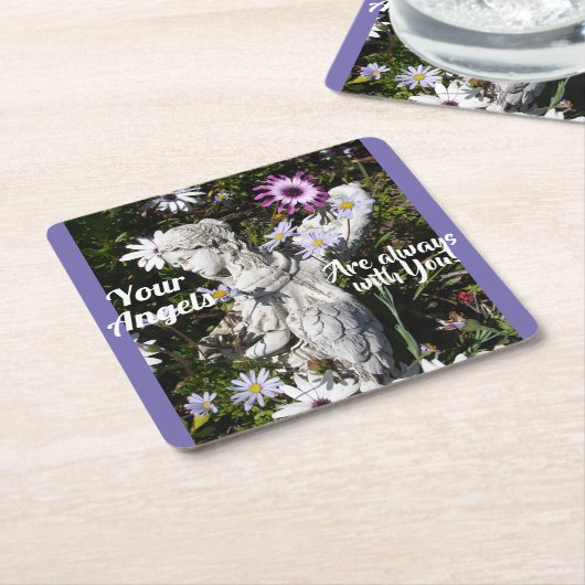 Ihre Engel sind immer bei Ihnen Blumengel Rechteckiger Pappuntersetzer (angewinkelt)