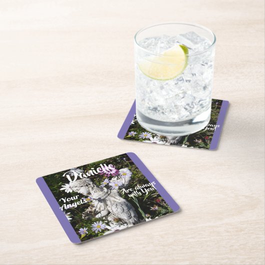 Ihre Engel sind immer bei Ihnen Blumengel Rechteckiger Pappuntersetzer (Vor Ort)