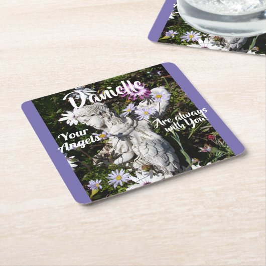 Ihre Engel sind immer bei Ihnen Blumengel Rechteckiger Pappuntersetzer (angewinkelt)