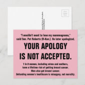 Ihre Entschuldigung ist nicht akzeptiert. Postkarte (Vorne/Hinten)