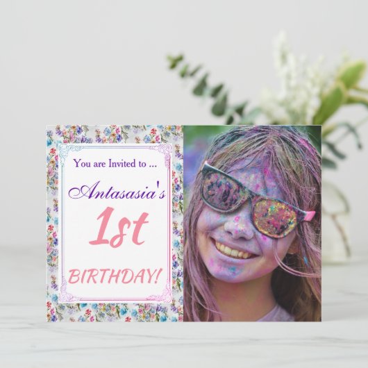 IHRE ERSTE GEBURTSTAGLICHE EINLADUNG (Stehend Vorderseite)