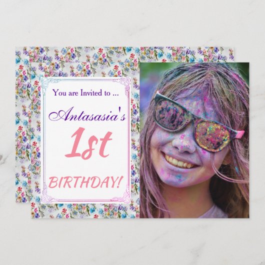 IHRE ERSTE GEBURTSTAGLICHE EINLADUNG (Vorne/Hinten)