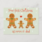 Ihre ersten Weihnachten als Mama & Vater Gingerbre Postkarte (Vorderseite)