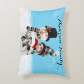 Ihre Familie als Schneemänner Dekokissen (Vorderseite(Vertikal))