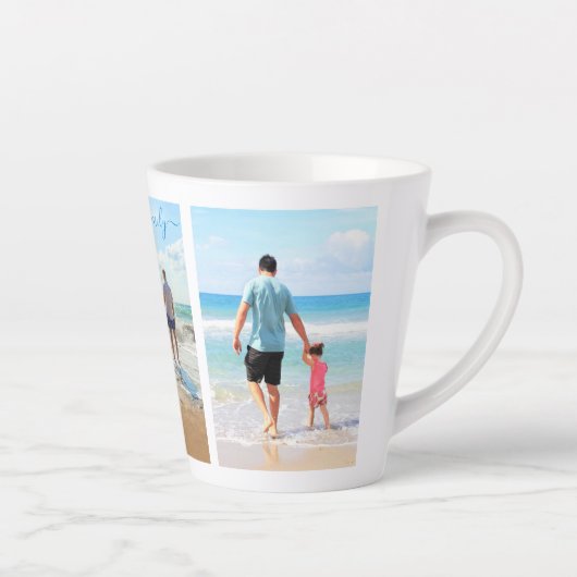Ihre Familienfotosammlung - Latte Tasse mit Text (Rechts)