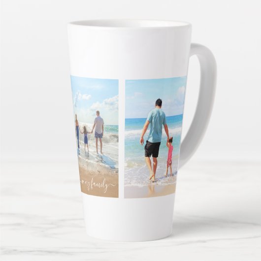 Ihre Familienfotosammlung - Latte Tasse mit Text (Rechte Ecke)