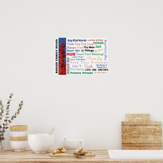 IHRE FAMILIENNAME FAMILLES REGELN Art Unterschreib Poster (Küche)