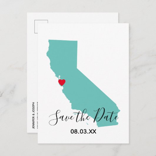 Ihre Farbe Kalifornien Karte Save the Date gestalt (Vorne/Hinten)