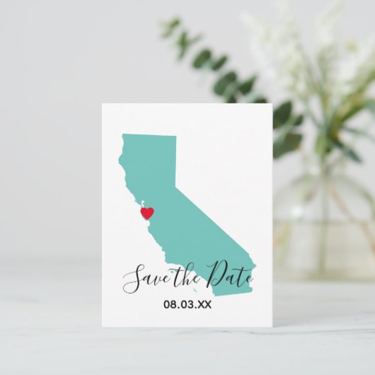 Ihre Farbe Kalifornien Karte Save the Date gestalt (Stehend Vorderseite)