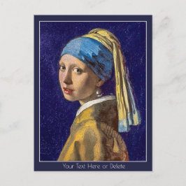 Ihre Farbe/Text Vermeer Girl mit Perlenohrring Postkarte
