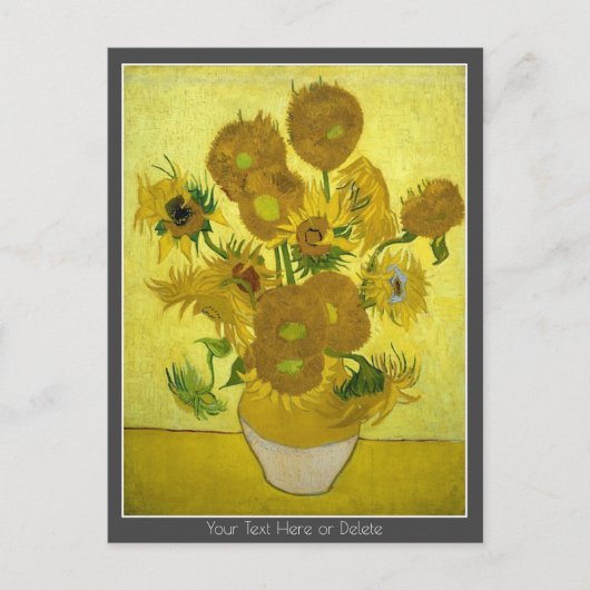 Ihre Farbe/Text Vincent van Gogh Sonnenblumen 1889 Postkarte (Vorderseite)