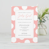 Ihre Farbe und Weiß Polka Dot Border Baby Dusche Einladung (Stehend Vorderseite)