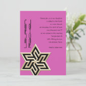 Ihre Farben Bat Mitzvah große Gold Star von David Einladung (Stehend Vorderseite)