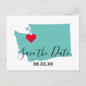 Ihre Farben Washington Map Save the Date gestalten Ankündigungspostkarte (Vorderseite)
