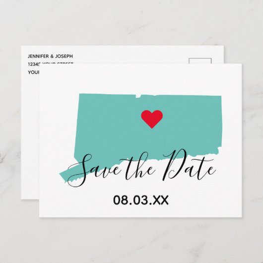 Ihre Farbenkopfform Save the Date Ankündigungspostkarte (Vorne/Hinten)