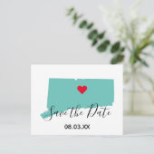 Ihre Farbenkopfform Save the Date Ankündigungspostkarte (Stehend Vorderseite)