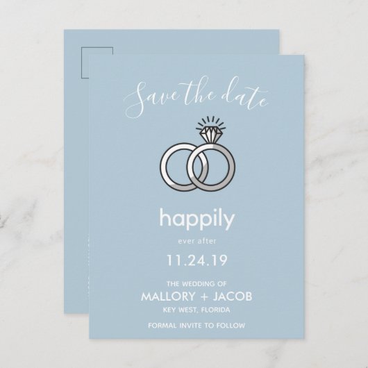 Ihre Farbwahl ist glücklich, je nach Save the Date Ankündigungspostkarte (Vorne/Hinten)