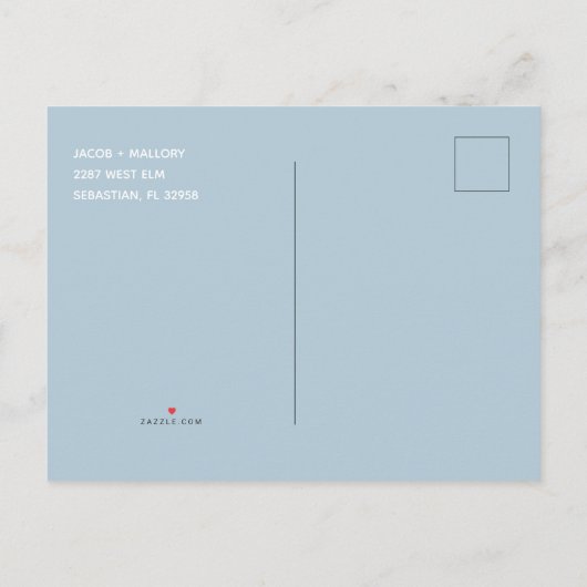 Ihre Farbwahl ist glücklich, je nach Save the Date Ankündigungspostkarte (Rückseite)