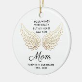 Ihre Flügel waren bereit Mama Personalisiert Memor Keramik Ornament (Links)