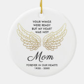 Ihre Flügel waren bereit Mama Personalisiert Memor Keramik Ornament (Hinten)