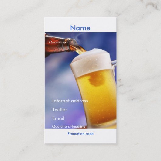 Ihre fördernde Karte des Bieres (Vorderseite)