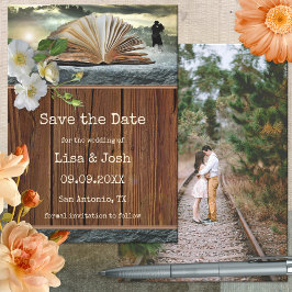 Ihre Foto Book Lover Library Save the Date Card Einladung